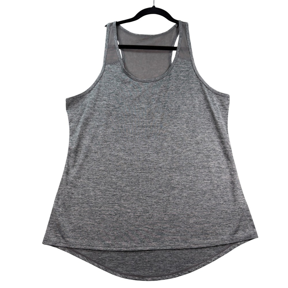 Xersion Tank Top Racerback Mesh Keyhole XL Gray Space Dye Gym Activewear